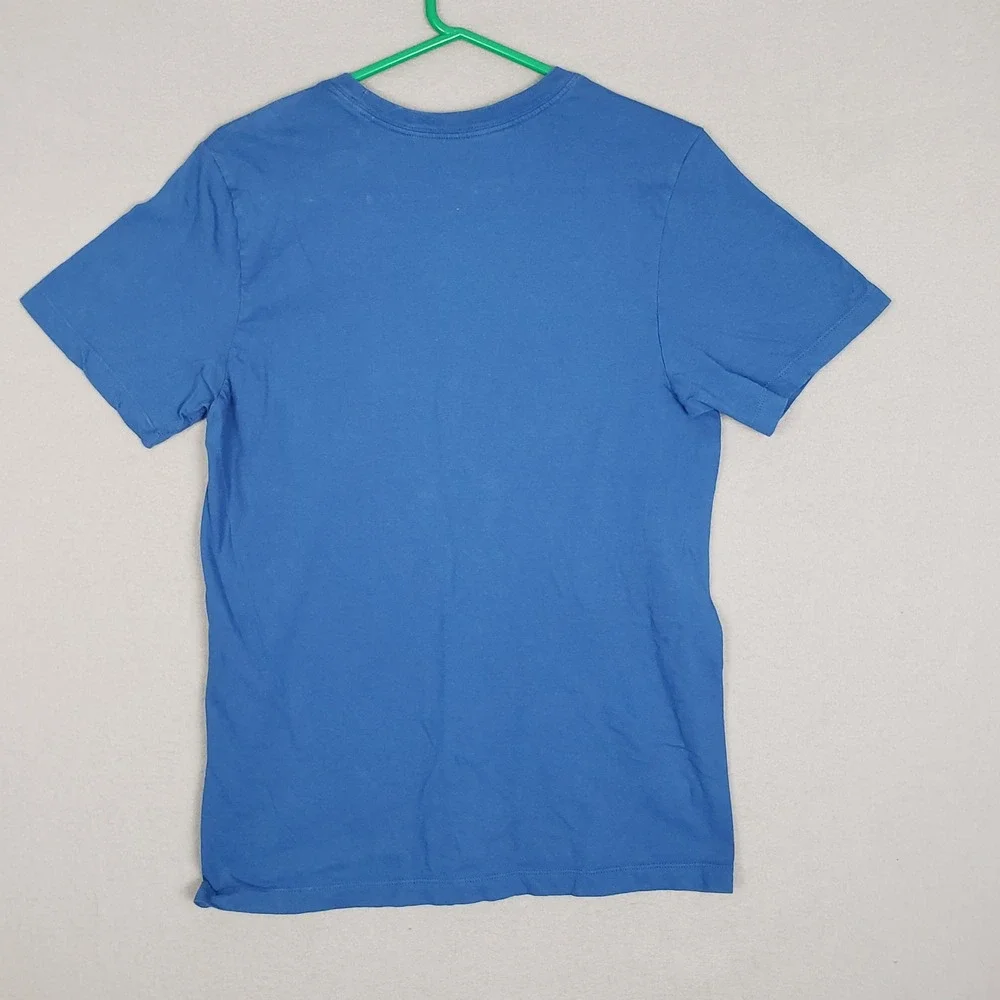The Nike Tee Shirt Bright Blue Spellout Logo Swoosh Athleisure Basic Mens Size S
